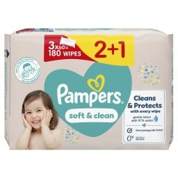 PAMPERS | Μωρομάντηλα Soft & Clean 60 Τεμάχια 2+1 Δώρο