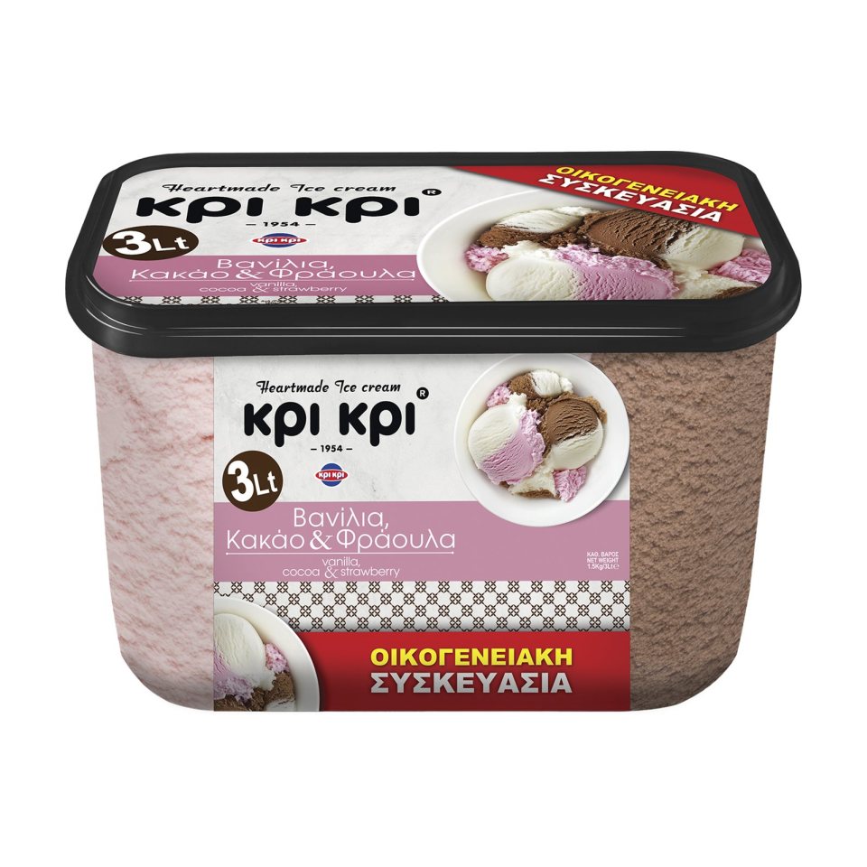 ΚΡΙ ΚΡΙ Παγωτό Heartmade Βανίλια Κακάο Φράουλα 1.5kg