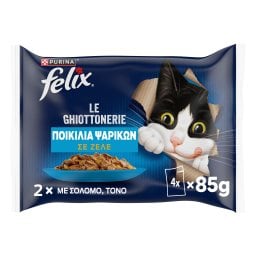 FELIX | Γατοτροφή AGAIL Σολομός και Τόνος σε Ζελέ 4x85g