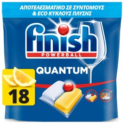 FINISH | Κάψουλες Πλυντηρίου Πιάτων Quantum All in 1 Λεμόνι 18 Tεμάχια