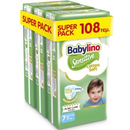 BABYLINO | Πάνες Sensitive Cotton Soft No7 108 Τεμάχια