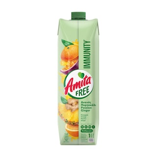 AMITA | Φρουτοποτό Immunity Free Ανανάς Πορτοκάλι Ginger 1lt