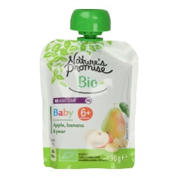 NATURES PROMISE BIO | Φρουτοπουρές Bio Μήλο Μπανάνα Αχλάδι 90g