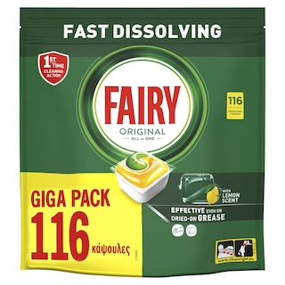 FAIRY | Κάψουλες Πλυντηρίου Πιάτων Original Lemon 116 Τεμάχια