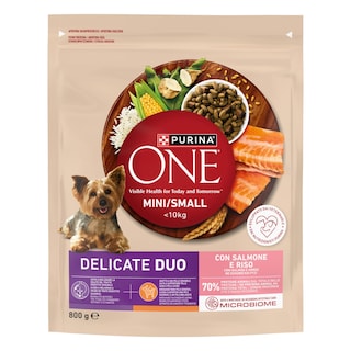 PURINA ONE | Σκυλοτροφή Delicate Mini Σολομός και Ρύζι 800g