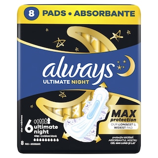 ALWAYS | Σερβιέτες Ultimate Maxi Night 8 Τεμάχια